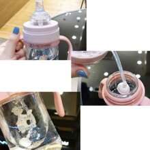 240ml Anti-Leak Baby Bottle Cup With Straw And Spout For Baby Learning Children's Water Bottle - 藍色2個噴嘴240ml - 查看 5