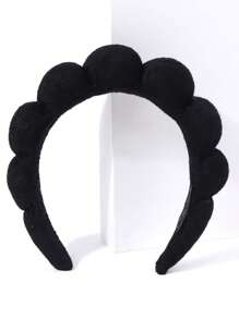 Cute Solid Padded Wide Headband Tiaras - Black - View 1