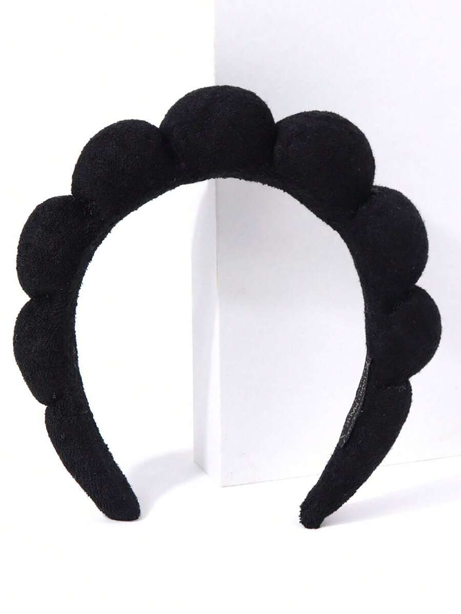 Cute Solid Padded Wide Headband Tiaras - Black - View 1