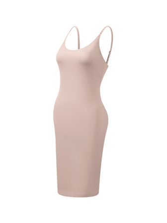 Seamless Camisole Solid Color Simple Long Bodycon Dress, Shapewear With Adjustable Strap, Slimming Waist Trainer