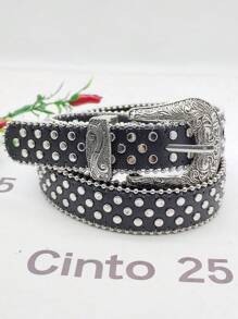ACCESSORIES Women's Belts 2.8cm Fashion Punk Rivet Inlaid - Black - View 1