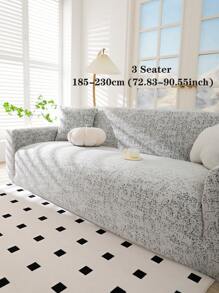 1pc Solid Color Bohemian Style Jacquard Sofa Cover, Elastic Jacquard Sofa Slipcover, Protects Sofa From Cat Scratches, Suitable For All Seasons, Includes Pillow Case