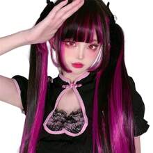 公主剪刘海合成直发假发 24 英寸长耐热黑玫瑰紫色假发派对角色扮演假发 - 彩色 - 查看 12