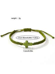 1 pieza Bestseller pulsera hecha a mano trenzada con cruz de turquesa ajustable para niños, tobillera unisex de playa