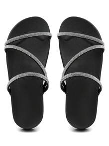 Kit 2 Women's Sandals Summer Luxury Fashion Offer - Đen và trắng - Xem 2
