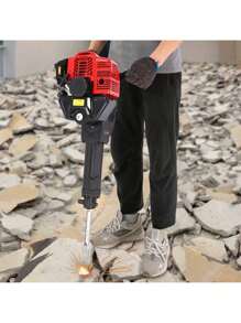 ZhdnBhnos LINSIE 52 CC 2 Stroke Gas Powered Demolition Jack Hammer, 1900W Gasoline Jackhammer Demolition Hammer With 2 Chisels, 6500RPM Heavy Duty Concrete Breaker Demolition Drills For Trenching, Chipping The Best Gift/Present For Family&Friends Happy Christmas - Red - View 6