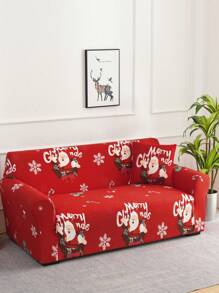 1pc Christmas Cartoon Graphic Sofa Slipcover & 1pc Pillowcase Without Filler