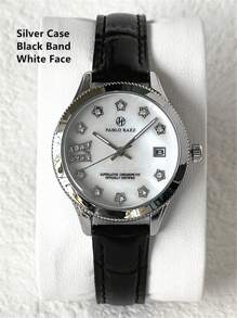 Pablo Raez 1pc Silver Lady Watch Women Luxury Crystal Dress Watch SUS304 Stainless Steel IPS Case Elegant Brand New Design Quartz Watch For Lady Fahionable White Face With Date Calendar Luminous Diamond Display High Quality Woman Popular Wristwatch 50M Waterproof Soft & Breathable Black Color Microfiber Leather Casual Teenagers Girls Lovely Watch Nice Gifts For Friend Or Family Fit For Daily Life/Work/Party Decorations