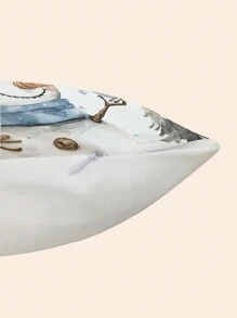 2pcs Christmas Winter Pillow Case Set - Watercolor Red Car, Christmas Tree, Blue Snowman, Watercolor Snowy House, Poinsettia, Winterberry Wreath, Versatile For Home Decor, Sofa, Bedroom, Living Room (No Pillow Insert)