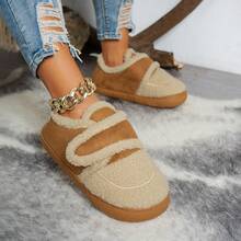 Dép lê đế dày cho nữ, chống trượt, lót nhung ấm áp, bốt đi tuyết thời trang Hàn Quốc, thích hợp cho hoạt động ngoài trời hoặc mặc hàng ngày, phong cách Ins - Màu Khaki - Xem 2