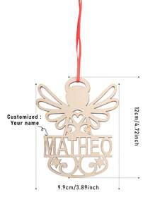 定制个性化雕刻名字木制天使圣诞装饰吊坠、节日装饰、房间装饰、家居装饰、主题派对、圣诞装饰 - 白色 - 查看 6