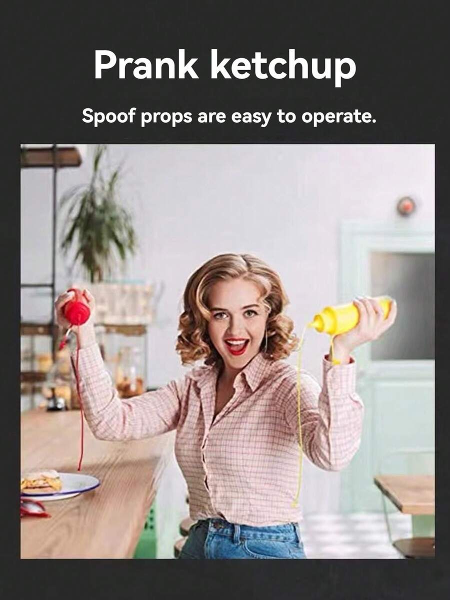 Gag Stress Relief Squeezing Fake Salad Sauce Bottle, Prank Tomato Sauce