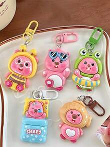 1 件随机简约 3D 卡通钥匙扣吊坠、甜蜜友谊/情侣礼物、包包配件 - 彩色 - 查看 7