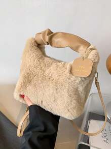 女士可爱毛绒斜挎包，蓬松顶部提手包，单肩包，时尚美观的吊带钱包，毛绒包，褶皱云朵毛绒包，仿皮草女包，手提包，可爱小众毛绒，新款秋冬女包，最佳秋季钱包，新款女士皮草包