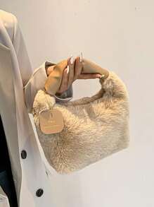 女士可爱毛绒斜挎包，蓬松顶部提手包，单肩包，时尚美观的吊带钱包，毛绒包，褶皱云朵毛绒包，仿皮草女包，手提包，可爱小众毛绒，新款秋冬女包，最佳秋季钱包，新款女士皮草包