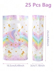 10/25/50 Túi Tote Nhựa Chủ Đề Kỳ Lân, Túi Quà Tặng Có Quai Xách, Túi Đựng Kẹo Hoa Văn Kỳ Lân Cầu Vồng Cho Đồ Dùng Tiệc Sinh Nhật, Đồ Trang Trí Tiệc Kỳ Lân, Trang Trí Đám Cưới Sinh Nhật, Trang Trí Nhà Cửa, Túi Đựng Kẹo Bánh Quy Di Động, Tắm Cho Em Bé - kỳ lân - Xem 4