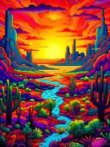 Bộ tranh kim cương Cactus Valley đầy màu sắc, Tranh khảm kim cương tròn mới tự làm, Tranh thêu kim cương, Trang trí tường nhà, Tác phẩm nghệ thuật treo phòng khách, Thủ công sáng tạo - Nhiều màu - Xem 9