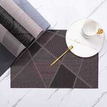 1/4/8/12 件不对称条纹矩形餐垫，耐热防滑可水洗 PVC 餐桌垫，适用于厨房、餐厅 - 彩色 - 查看 2