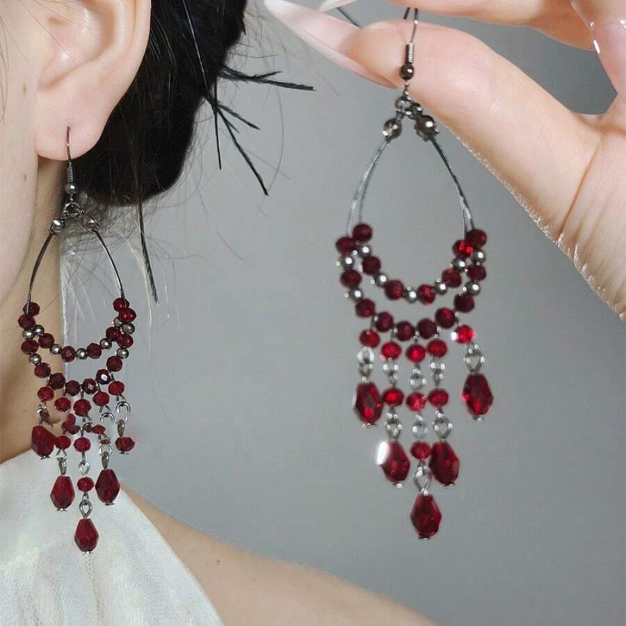 Andkiss 1 Pair Bohemian Style Tassel Drop Earrings, Suitable For Vacation Wear