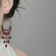 Andkiss 1 Pair Bohemian Style Tassel Drop Earrings, Suitable For Vacation Wear