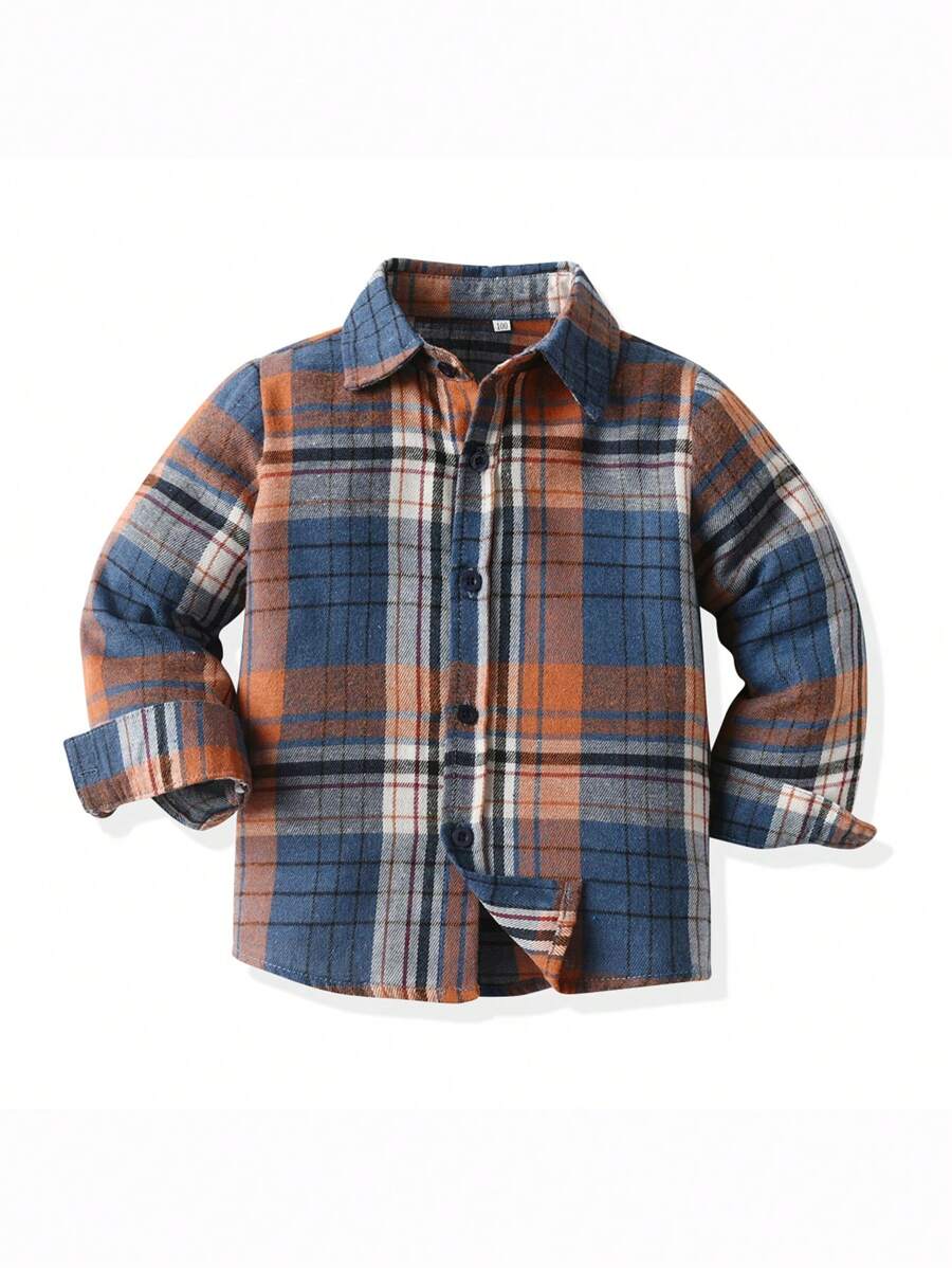 年轻男孩休闲学院风图案印花长袖宽松衬衫，秋季