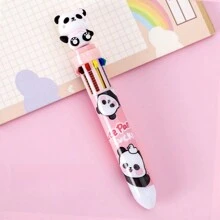 1 件/4 件卡通熊猫 10 色按压圆珠笔，适合学生和女孩的可爱多色笔，一支子弹日记笔，返校和节日礼物，女孩玩具，女孩玩具，熊猫 - 彩色 - 查看 16