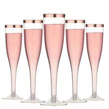 4.5 盎司可重复使用的塑料香槟杯，适用于装饰和婚礼、生日、新娘送礼会、高品质且可重复使用、情人节礼物 - 彩色 - 查看 22