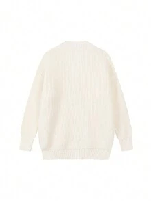 女士休闲纯色纽扣双口袋开衫，秋冬