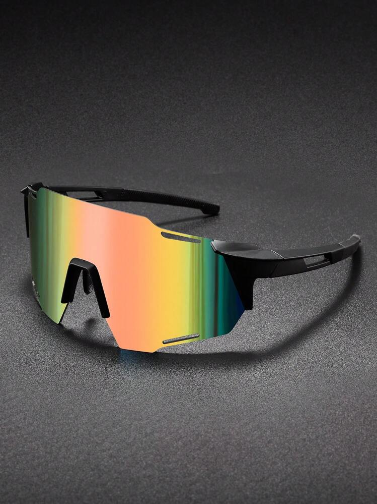 2pcs Men's Outdoor Sports Riding Climbing Running Fashion Sports Glasses, Wrap-Around Single Lens Protective Goggles Easy Comfort Casual Outfits Outdoor Cycling Glasses For Summer Beach Vacation,Outdoor,Travel - A-multicolor - View 5