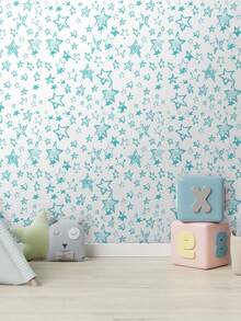 5 Meter Roll Self-Adhesive Wallpaper Turquoise Stars Washable Bedroom Living Room Kitchen Bathroom - 型號01 - 查看 3
