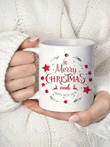 1pc 11oz Merry Christmas Happy New Year Ceramic Mug Perfect For Coffee,Tea,Juice,Insulated,Reusable, Ideal Holiday Gift And Birthday Gift,Gift For Him,Funny Mug, Water Cup, Summer Winter Drinkware,Suitable For Hot Or Cold Drinks,Home Kitchen Items,Multi Purpose,Hand Wash Only,All Seasons And OccasionsEaster,Valentine's Day Gifts,Friends Anniversary Festival,Party,Wedding,Ideal Gift For Mother's Day Back To School