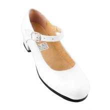 Zapato Para Mujer De Danza Folklorica Para Practicar El Baile Regional Para Niñas Hechos En 100% Piel 145-B - Blanco - Ver 2