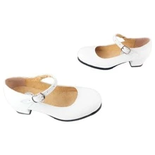 Zapato Para Mujer De Danza Folklorica Para Practicar El Baile Regional Para Niñas Hechos En 100% Piel 145-B - Blanco - Ver 4