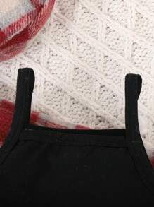 3 Stücke/Set Mädchen Collegestil Rot Karierte Jacke, Rock und Latzkleid, Herbst/Winter - Rot - Übersicht 9