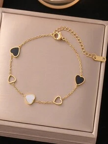 1 件时尚潮流不锈钢心形吊坠手链，适合女士日常佩戴 - 不銹鋼手鍊 - 查看 8