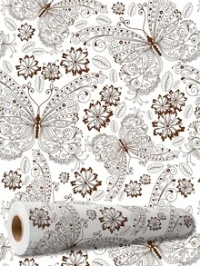 5 Meter Roll Self-Adhesive Wallpaper Butterflies And Delicate Flowers Washable Bedroom Living Room Kitchen Bathroom - Mẫu 01 - Xem 4