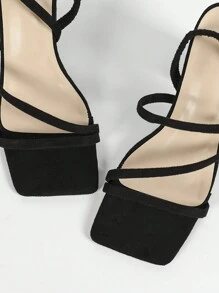 Wide Fit Plus Size Women High Heel Sandals, Square Toe Thick Heel Dual-Wear Soft Leather Comfortable Versatile High Heels Shoes To Make You Look Taller And Longer Legs