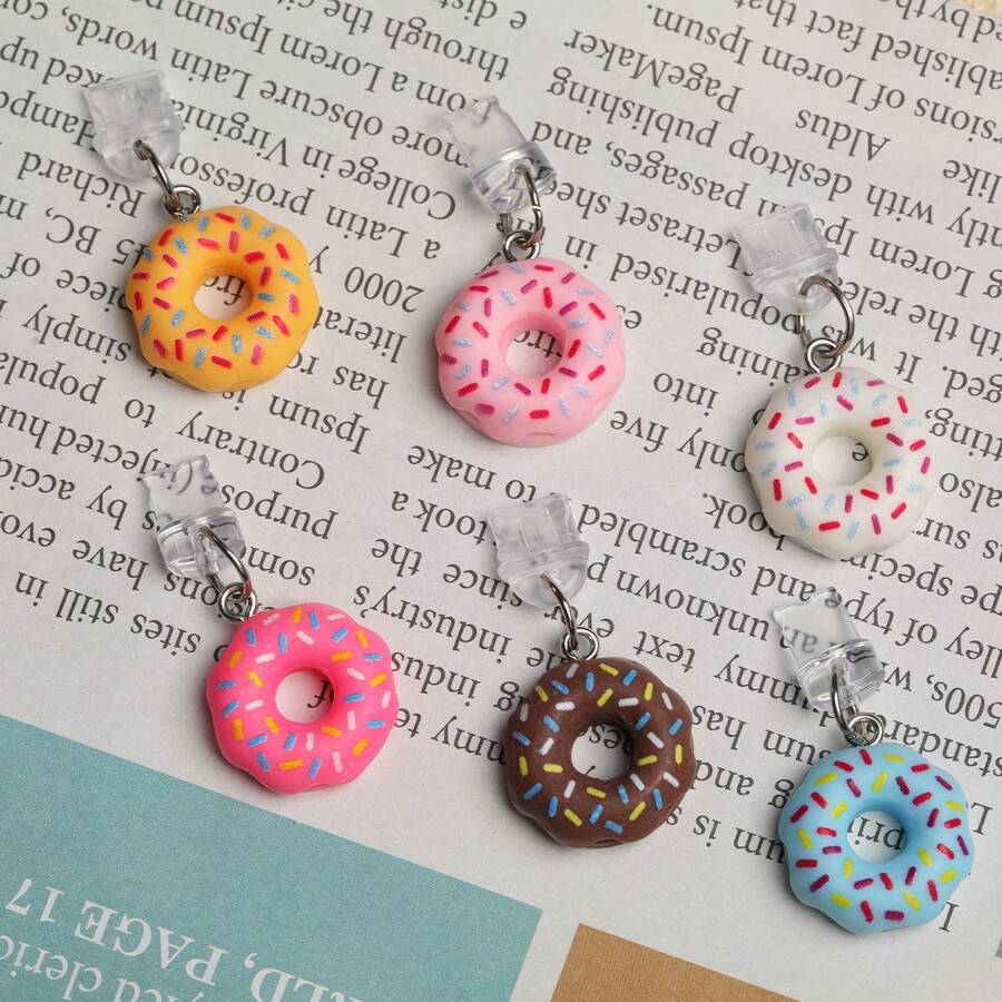 1pc Silicone Transparent Phone Dust Plug, Creative Cute Food Series