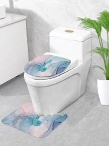 大理石印花涤纶防水浴帘，免钻隔断帘 - 彩色 - 查看 5