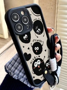 防震手机壳适用于 iPhone 16PROMAX 11 12 13 14 11 Pro Max 12 Pro Max 13 Pro Max 14 Pro Max XR 15 15 PRO 15 PRO MAX 高竹黑色 + 黑色挂绳 - 炭灰色日常备忘录 - 彩色 - 查看 2