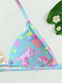 3 Piece Swimsuit Set Bikini Top Bottoms And Cover Up / Lined Bathing Suit For Girls Kids Pre-Teens Stylish Summer Swimwear - 綠色 - 查看 6