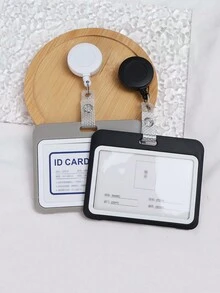 1 Chiếc Dây Đeo Đồng Hồ Bằng Da Đơn Giản Hiện Đại Màu Đen Kiểu Ngang Dễ Kéo Có Thể Thu Vào Huy Hiệu Làm Việc Giá Đỡ Thẻ Huy Hiệu Bao Da Thẻ Làm Việc Của Nhân Viên Bằng Nhựa Giá Đỡ Giấy Phép Đồ Dùng Học Sinh Đồ Dùng Văn Phòng Cho Giáo Viên - màu đen - Xem 2