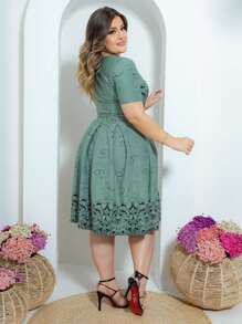 Plus Size Dresses - màu xanh lá - Xem 2