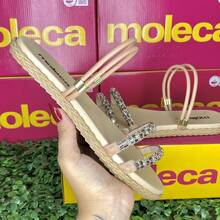 Moleca 2 In 1 Rhinestone Women's Flat Sandals Original Comfort Shiny Casual Heel - 裸體 - 查看 6