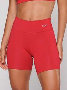 LOT FITNESS Women's Sports Shorts Gym Fitness Polyamide Basic Black With Pocket - 紅色 - 查看 3