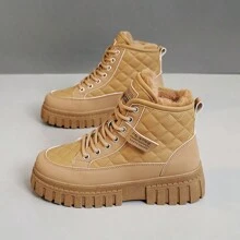 靴子短靴冬季保暖内衬厚实保暖雪地靴2024新款休闲防滑高帮冬鞋，时尚潮流女款