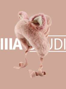 1pc Women's Solid Color Pilot Cap, Winter Warm Fleece Ear Protector Thick Knit Hat, Fashion Casual Slouch Beanie, Suitable For Daily, Riding, Outdoor, Skiing