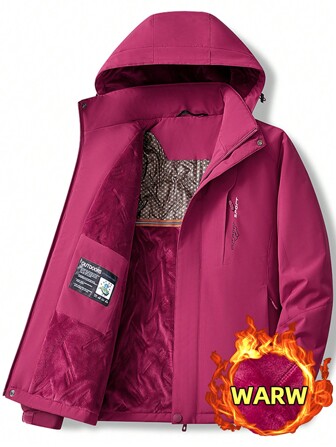 Women's Thermal Lined Padded Winter Outdoor Windbreaker Jacket, Warm And Suitable For Mountaineering, Hiking, Camping, Outdoor Work
