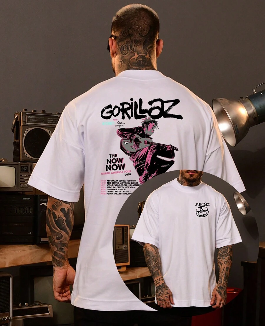 Damon Jamie Remi Rock Band  Basic Unisex T-Shirt - trắng - Xem 1