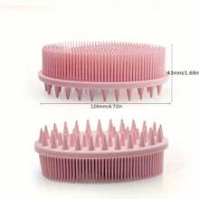 1个硅胶清洁刷，适用于淋浴、洗发、泡澡，双面清洁刷，按摩浴刷，浴室清洁工具 - 尖頭粉紅色 - 查看 3